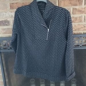 Croft & Barrow gray and black zip chevron sweater